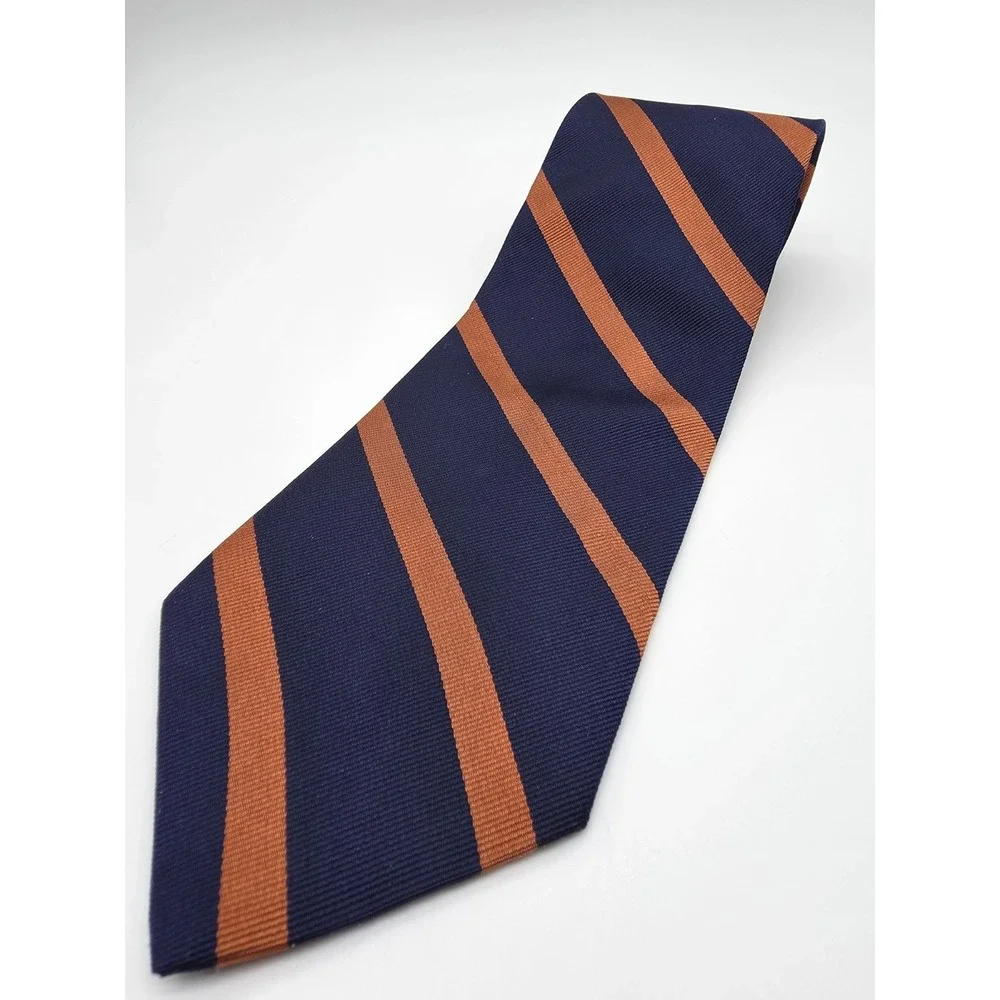 VTG Van Heusen 100% Silk Blue Orange Striped Repp Tie 58